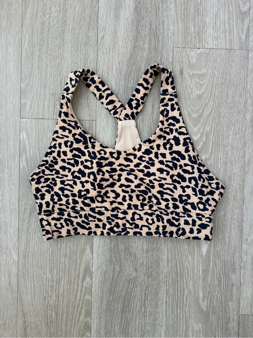 Kyodan Beige and Black Leopard Racerback Sports Bra